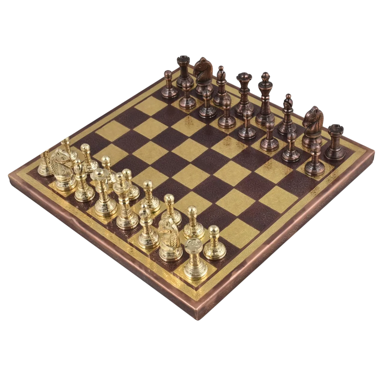 brass metal luxury chess set (copper & gold)