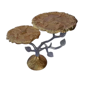 2-tier gold and silver plated cake stand