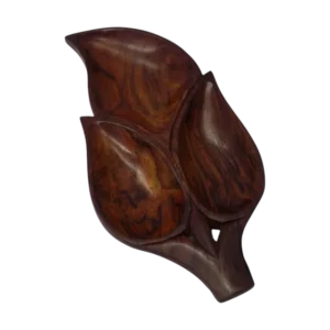 3 compartment leaf wooden platter