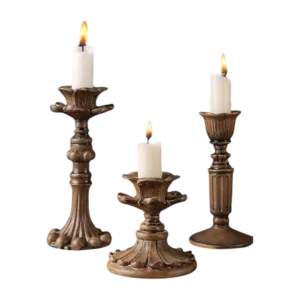 3 piece classic wooden candle holder
