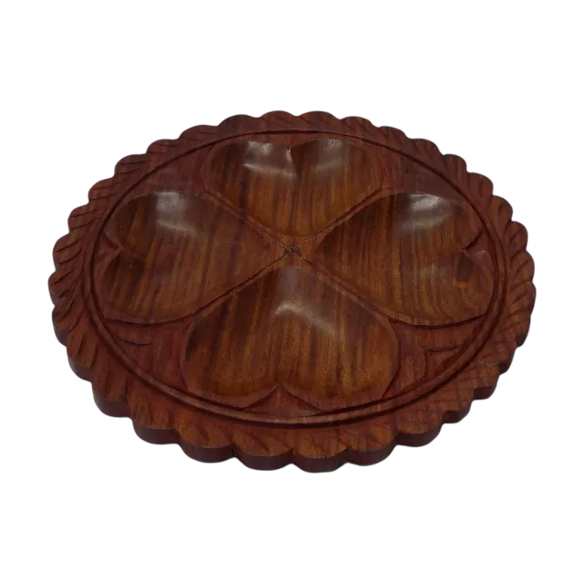 4 compartment wooden dryfruit serving tray