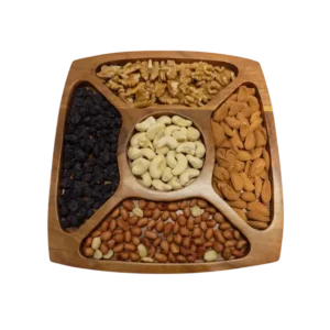 5 compartment wooden dryfruit tray