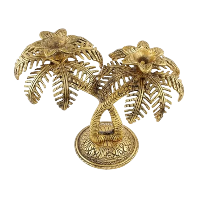 Beautiful tree style brass candle holder