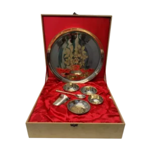 Brass thali set with Box