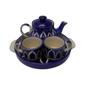 Ceramic tea set with cups and tray