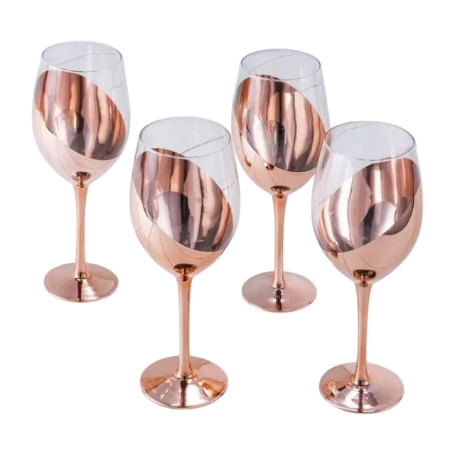 Copper-Toned Stemmed wine glass set of 4