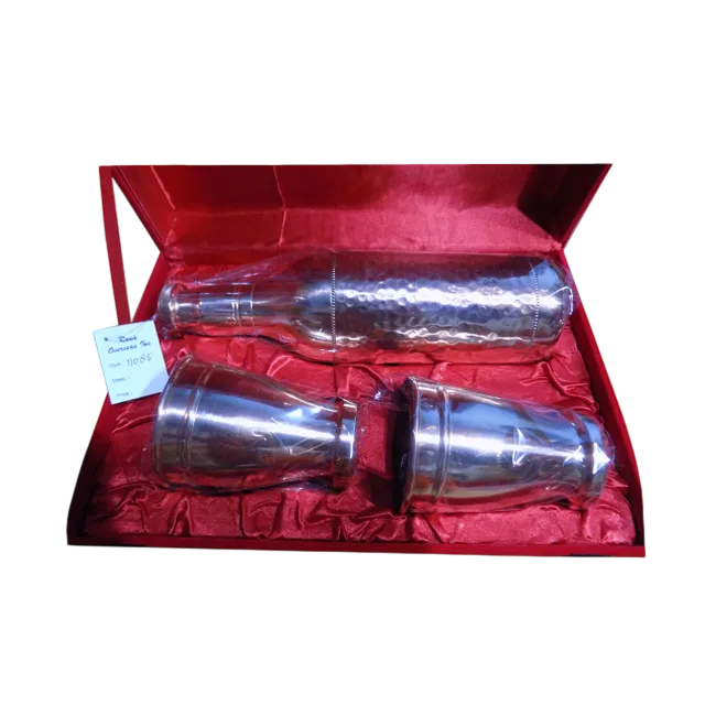 Decorative copper bottle with two glass tumber set