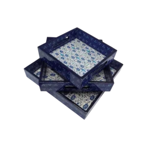 Floral Printed Wooden serving tray set