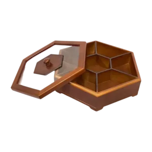 Geometric shape wooden dry fruit box