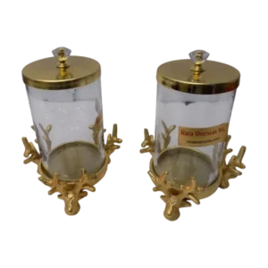 Glass snacks serving jar with metal base