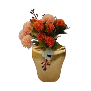 Gold aluminium metal flower vase