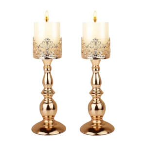 Golden iron & aluminium candle holder