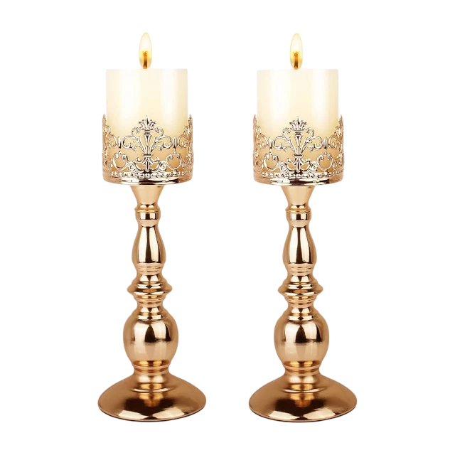 Golden iron & aluminium candle holder