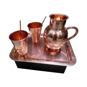Handcrafted copper jug set