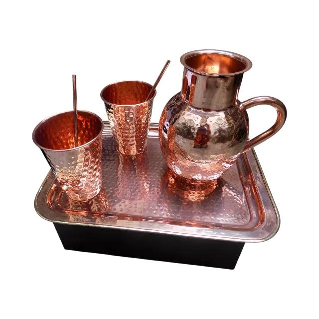 Handcrafted copper jug set