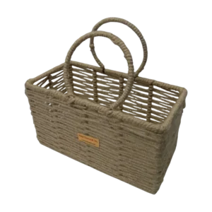 Jute Rope Rectangular Table Top Basket with Handle