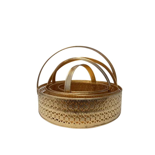 Metal Iron Gift Hamper Basket With Handle Set