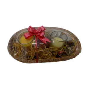 Mixed glass candles with Tlight candles in gift pack