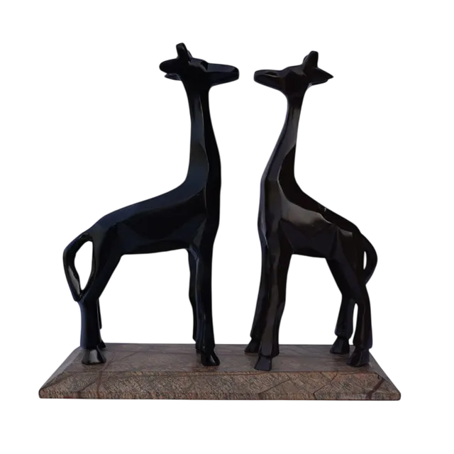Modern Deer aluminium figurine set of 2