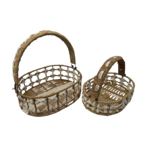Paper Rope Oval Hamper Basket Set With Handle