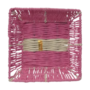 Pink Square paper Rope Basket