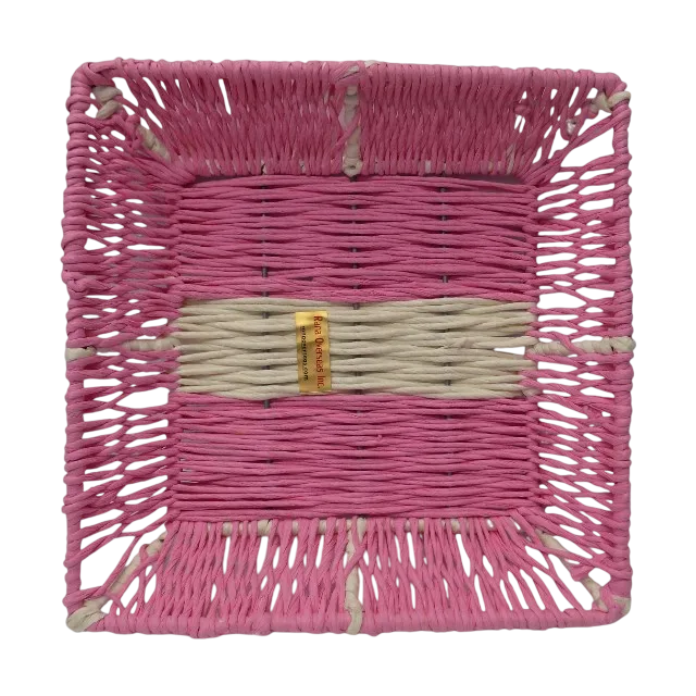 Pink Square paper Rope Basket