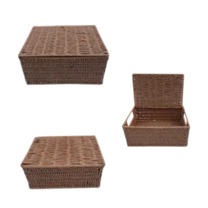 Rectangular Paper Rope Storage Basket set