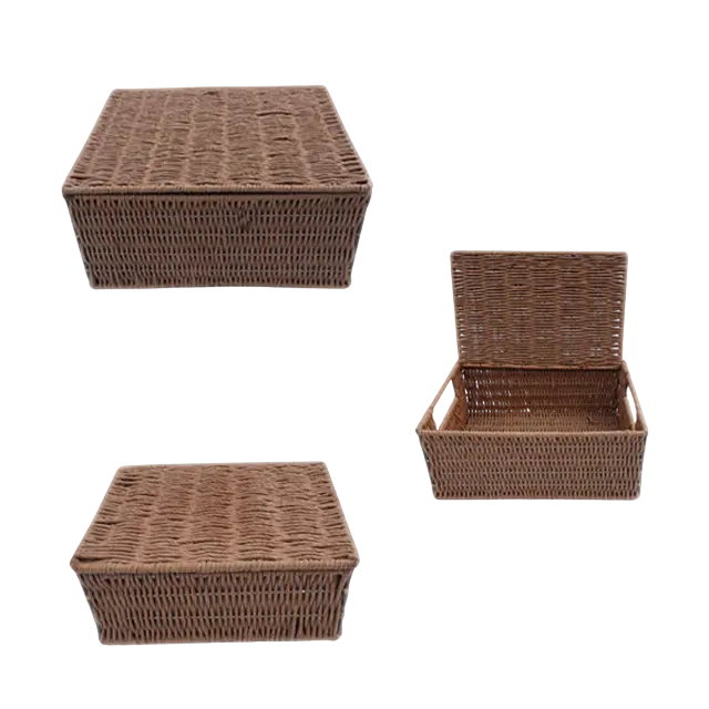 Rectangular Paper Rope Storage Basket set