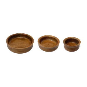 Round wooden bowl set of 3