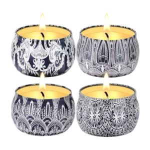 Scented soy wax candle with different design iron bowl