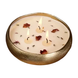 Scented soy wax candle with iron large bowl