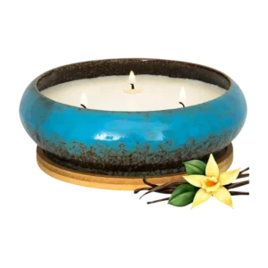 Scented soy wax candle with printed metal iron bowl