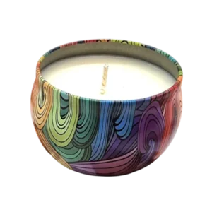 Scented soy wax candle with round iron bowl