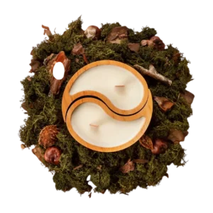 Scented soy wax candle with unique wooden bowl