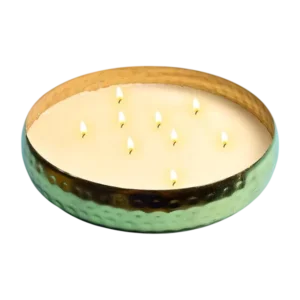 Scented soy wax candle with with iron hammered bowl