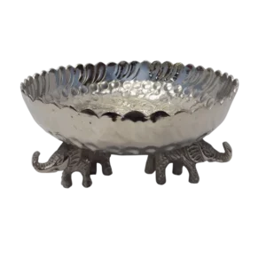 Silver Polished Elephant design aluminium Urli Flower Bowl
