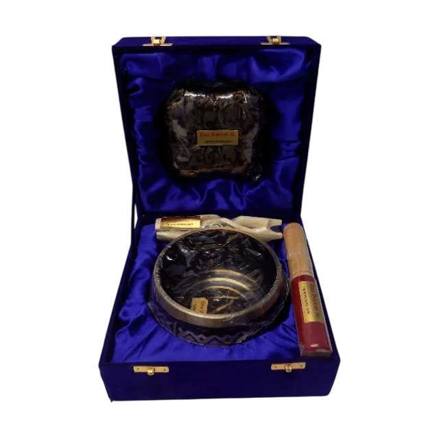 Singing bowl set with box and stand
