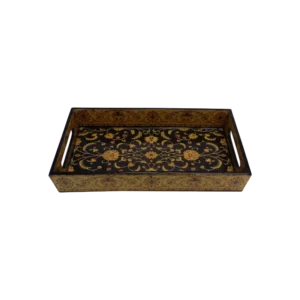 Traditional Black Rectangle Wooden Tray with handle