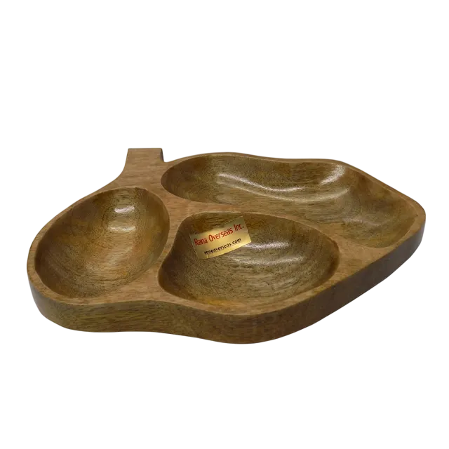 Wooden Dry Fruit Serving Tray 3 Compartments