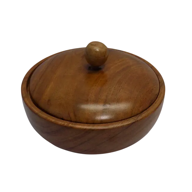 Wooden bowl with lid - Image 2