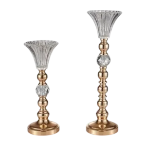 acrylic & metal candle stand set of 2