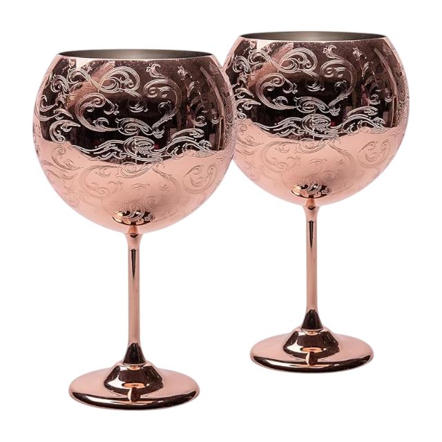 antique Design copper wine glass set of 2