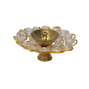 antique brass crystal akhand diya