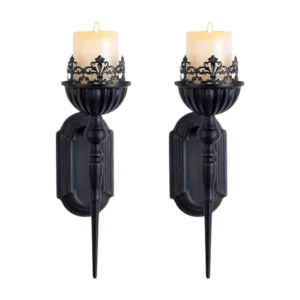 black wall hanging iron candle holder
