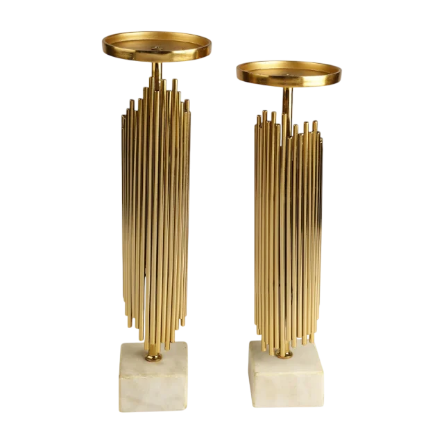 brass candle holder with marble base