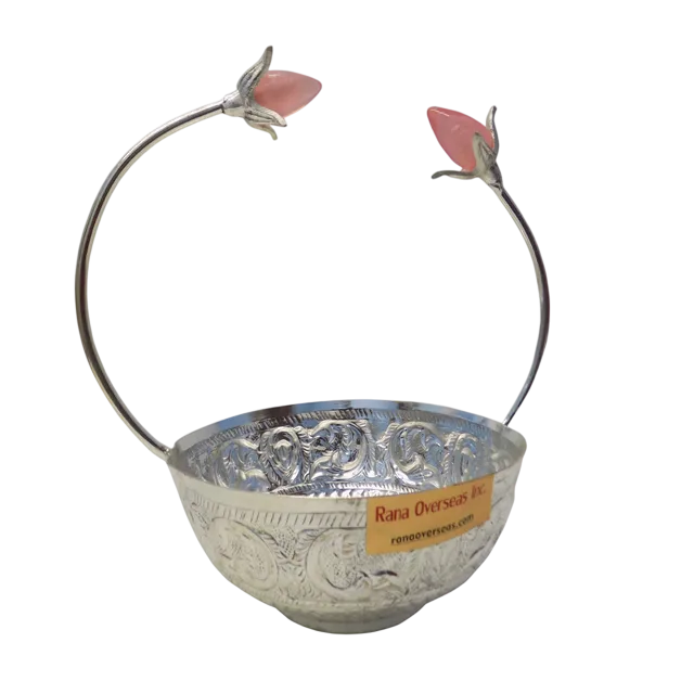 brass lotus serving bowl