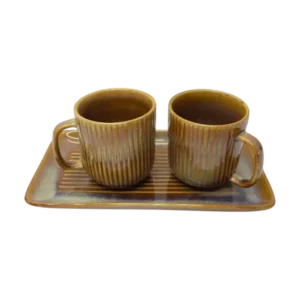 ceramic mug set with ceramic serving tray