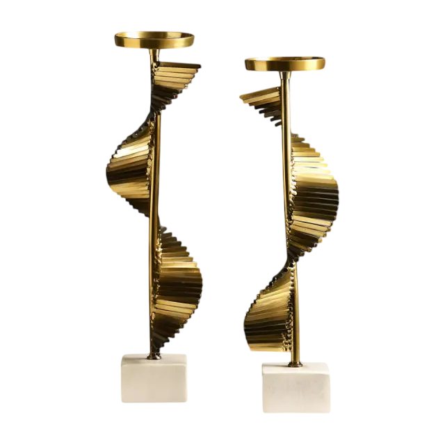 classic brass candle holder with marble base