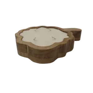 decorative scented soy wax candle with wooden bowl