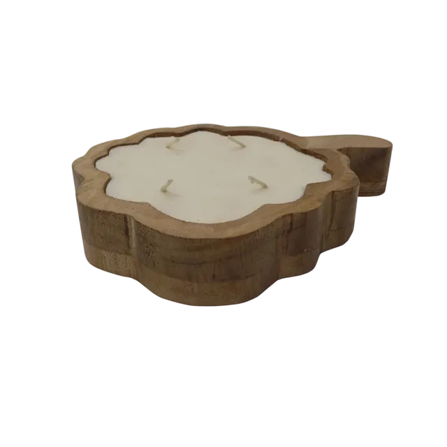 decorative scented soy wax candle with wooden bowl